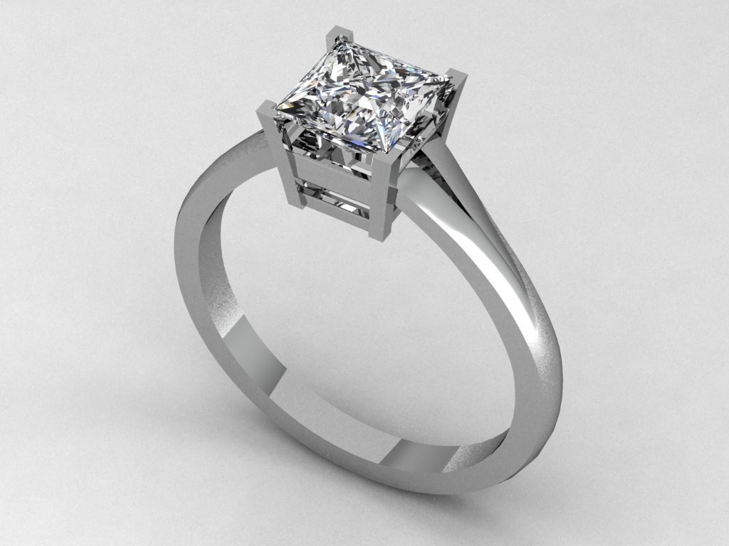 Verlobungsring 4 pinshape Prinzessin solitaire ring engagement 3D print model - Mito3D