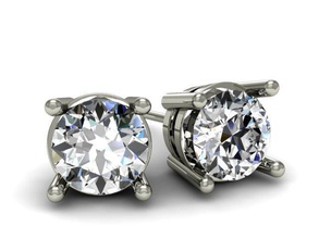 4-prong stud earrings pinshape diamond earring 3d print model - Mito3D