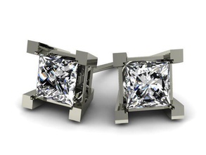 princess stud earrings pinshape diamond earring 3d print model - Mito3D