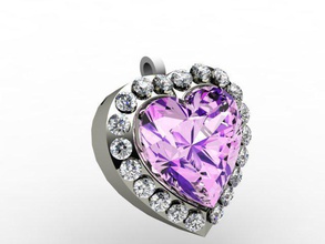 diamond heart pendant pinshape fashion diamond charm pendant heart 3d print model - Mito3D