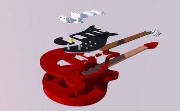 brian may's red special scale 1 4 pinshape guitar red-special brian-may 3d print model - Mito3D