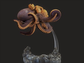 viii pinshape scultura creatura tentacoli bolle jetpack occhiali protezione steampunk polpo 3d print model - Mito3D