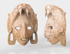 Maya maskesi pinshape yazdırılabilir Meksika kültür tarih art maske 3d print model - Mito3D