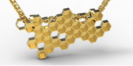 honey pendant pinshape -fashion -hive -honey -jewelry 3d print model - Mito3D