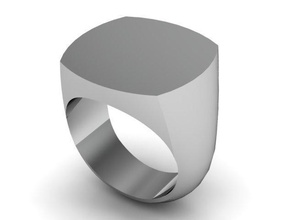 estilo quadrado selo branco anel pinshape jóias praça moda 3d print model - Mito3D