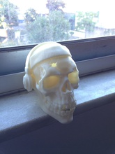 skull headband headphones pinshape pla abs 100mm decoration jawmove headshot 3d print model - Mito3D