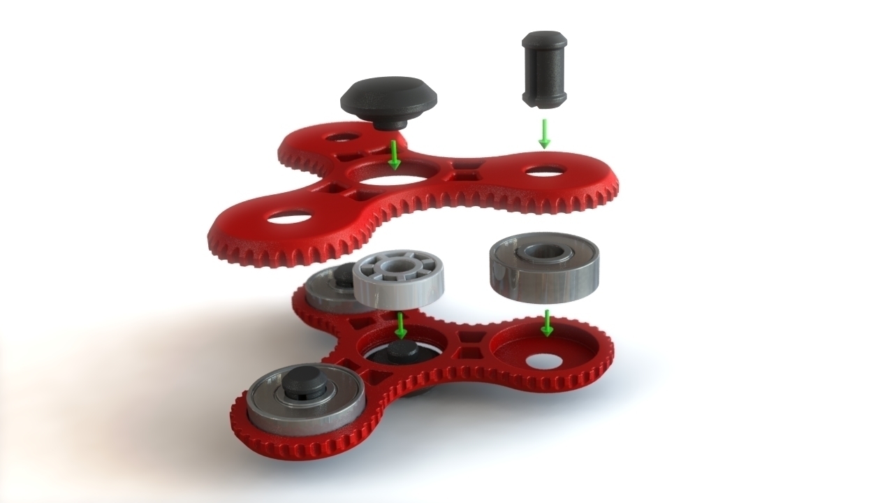 tri - spinner v3 concept pinshape ceramic tri-spinner fidget-spinner bearing toy 3D print model - Mito3D