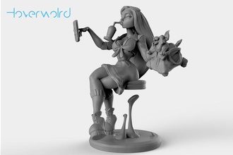 hoverworld pinshape character design sede bevanda pinup hover cane borsa ragazza 3d print model - Mito3D