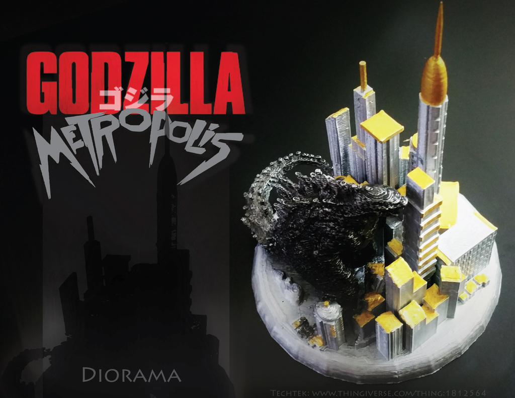 godzilla metropolis - diorama pinshape 3d-design 3D print model - Mito3D