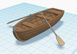 simple rowing boat pinshape lake town village city sea travel ship oar wooden water gaming game asset 3d print model - Mito3D