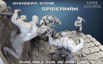 vengadores escena spiderman 3d imprimibles modelo pinshape miniaturas estatuilla stl 3dprinting 3dprint 3dprinted Impresora guerra civil avenger marvel comics 3d print model - Mito3D