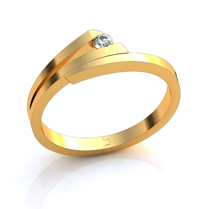 diamond ring gold pinshape gold- gold14k 3D print model - Mito3D