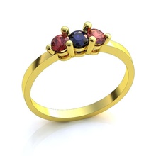 diamond ring 3 stones pinshape gemstone gold 3d print model - Mito3D
