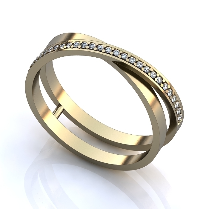 diamante torção anel pinshape ouro 3D print model - Mito3D