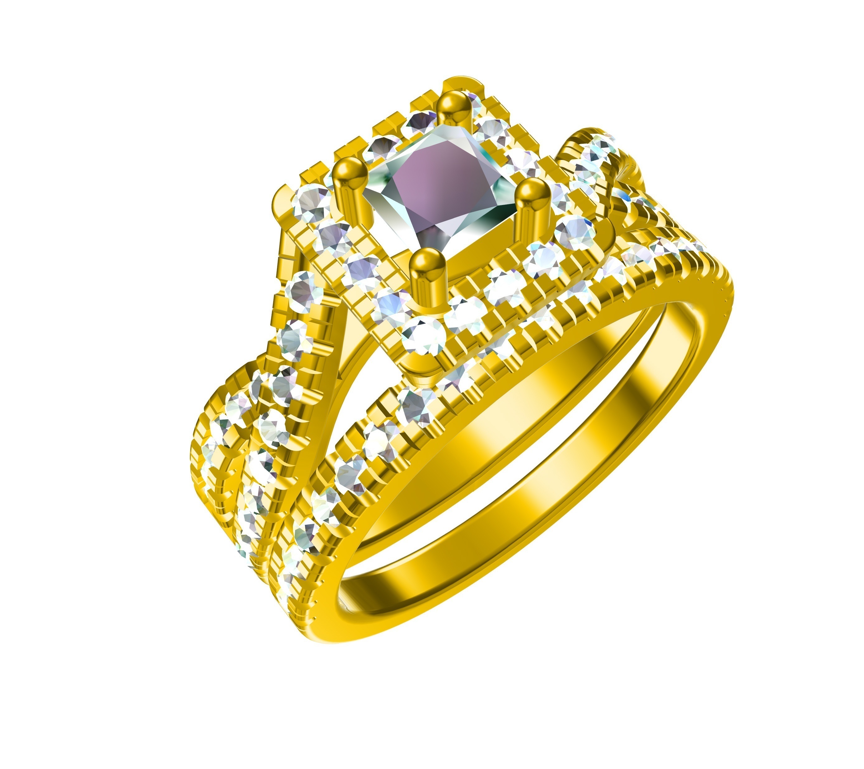 3d cad model bridal ring set stl format pinshape bridal-ring-set-3d-cad wedding-ring-3d-cad-model-stl jewelry-3d-cad-model 3D print model - Mito3D