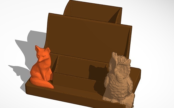 dépliant titulaire carte fixe cloud netfab pinshape hiboux owl bureau renards fox cartes busness détenteurs d'affaires porte visite 3D print model - Mito3D