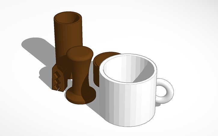 kahve 2 pinshape ayarlayın fincanları teneke kutu çanta klipler klibi 3D print model - Mito3D
