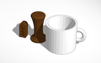 printable coffee set pinshape mugs cups cup tampers tamper sets bag clips clip 3d print model - Mito3D