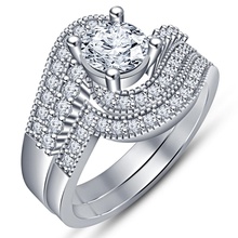 joyería modelo cad 3d hermosa novia conjunto anillo pinshape compromiso boda stl 3d print model - Mito3D