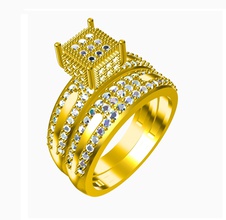 Modelo cad 3d novia conjunto anillo formato stl pinshape compromiso boda modelo joyería 3d print model - Mito3D