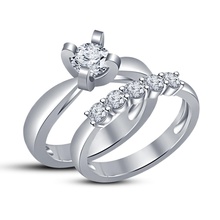 diseño joyas 3d cad modelo boda nupcial conjunto anillo pinshape compromiso stl joyería 3d print model - Mito3D
