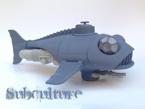 subcultura submarino pinshape tubarões tubarão animais criaturas criatura scifi sci fi gratuito barcos barco veículo guerra arma peixe vapor punk steampunk fantasia easy to print fácil modelos modelo brinquedos 3d print model - Mito3D