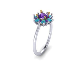 anillo halo pinshape cuarzos plata gold18k diamante anillos joyería 3d print model - Mito3D