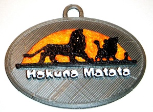 hakuna matata - lion king keychain pinshape lion-king pumba timon hukuna-matata keychain-hangerbadges 3d print model - Mito3D