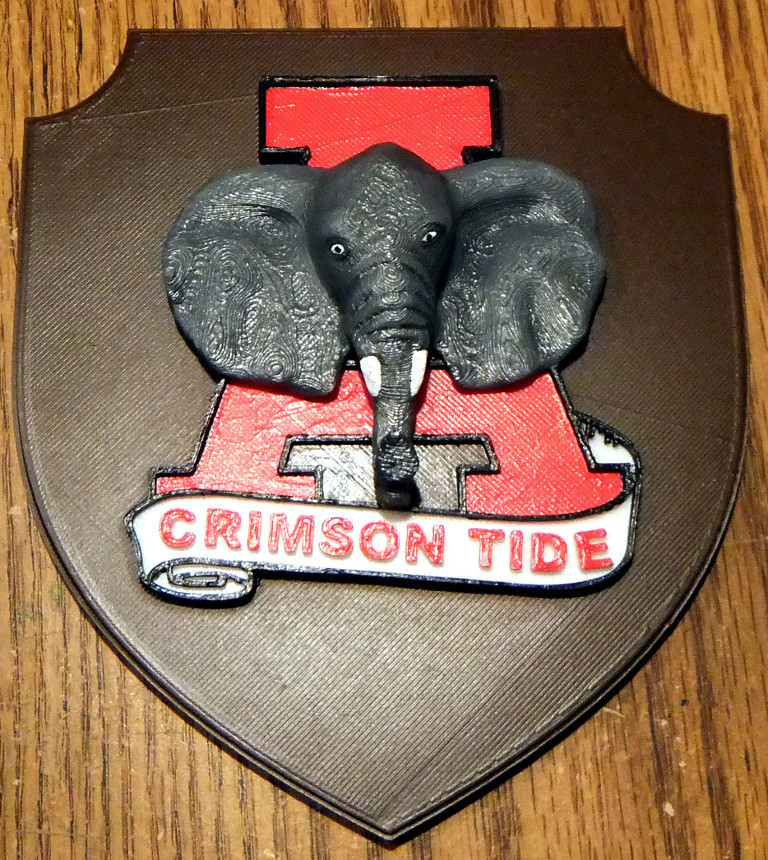 alabama crimson tide placca pinshape big gli elefanti rotolo marea 3D print model - Mito3D