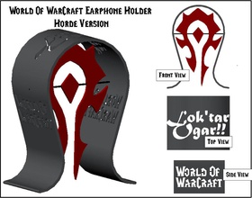 warcraft earphone holder - horde edition pinshape 3d-design 3d print model - Mito3D