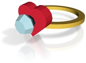 diamant cœur l'anneau version 2 pinshape anneaux bijoux coeur bague 3d print model - Mito3D