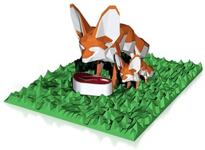2 volpi fennec godendo bistecca zoo pinshape carne fox eatting 3d print model - Mito3D