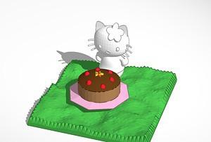 kitty cake pinshape modelos niños girly niña lindo pastel gatos cat pasteles 3d print model - Mito3D