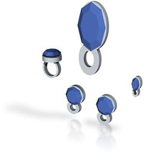 lara mavi küçük yüzük pinshape yeniden boyutlandırılabilir halka küpeler yüzükler kolye takı setleri 3d print model - Mito3D