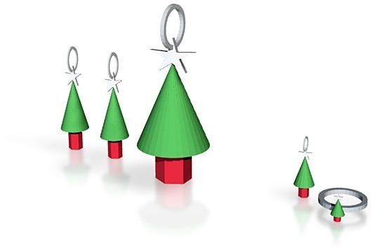 xmas ağacı takı 2 pinshape ayarlayın yüzük kolye küpe Noel ağaçları charms çekicilik bilezik 3D print model - Mito3D