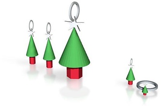Weihnachtsbaum Schmuck set 2 pinshape xmas tree Ringe ring Anhänger Halsketten Halskette Ohrringe Ohrring Weihnachten Bäume charms Leiste anzuzeigen Charme Armbänder Armband 3d print model - Mito3D