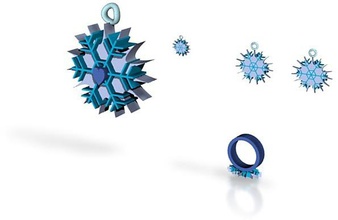 glace coeur bijoux set pinshape anneaux colliers boucles d'oreilles charmes bracelets 3d print model - Mito3D