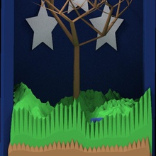 gece büyük ağaç lake pinshape dağlar ağaçlar doğal sahne model göl 3d print model - Mito3D
