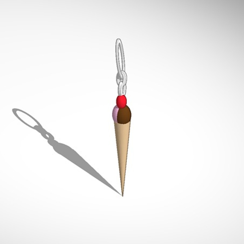 ice cream cone key chain pinshape 3d-design 3D print model - Mito3D
