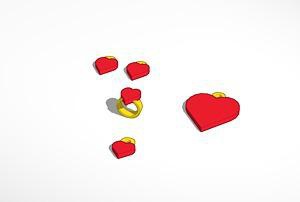 cuore set gioielli pinshape disegno 3d 3d print model - Mito3D