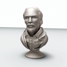 william shakespeare pinshape l'homme statue buste 3d print model - Mito3D