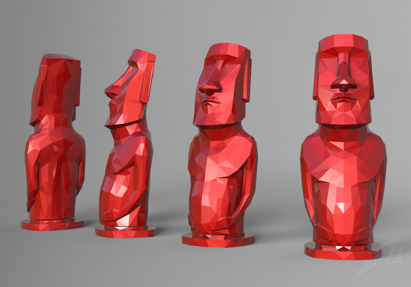 poly moai pinshape pâques déco statue 3D print model - Mito3D
