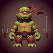 chibi mutant ninja turtles raffa pinshape 90s 80s retro retrofuture miniatures zbrush sculptris figures figurines tmnt 3d print model - Mito3D