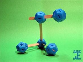 zheng3 dodecanode pinshape jouet notseej dodécaèdre bâtonnets bois construction connecteur 3d print model - Mito3D