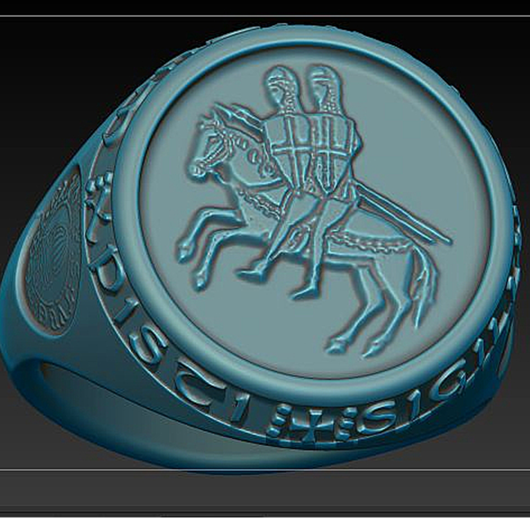 templar seal ring pinshape -signet -antique -men -ring -jewelry 3D print model - Mito3D