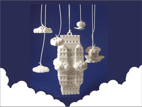 impossível castelo ornamentais móveis pinshape dirigível prédio fantasia magia makerbotornaments miniatura modelo ornamento palácio brinquedo 3d print model - Mito3D