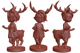 renna ragazza pinshape carattere chibi carino centauro animale quadrupede 3d print model - Mito3D