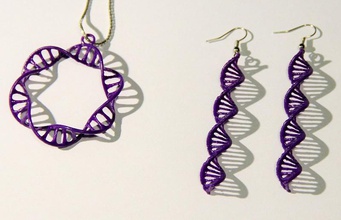 dna set pinshape elle-jewelry-design-contest jewelry jewelry-set necklace earrings double-helix 3d print model - Mito3D
