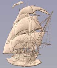 barca d'epoca in 3d bassorilievo pinshape modello art soccorso scolpire 3d print model - Mito3D