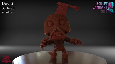 stilizzato zombie pinshape scolpire scultura giocattoli toon fumettistico arttoy arte giocattolo 3d print model - Mito3D